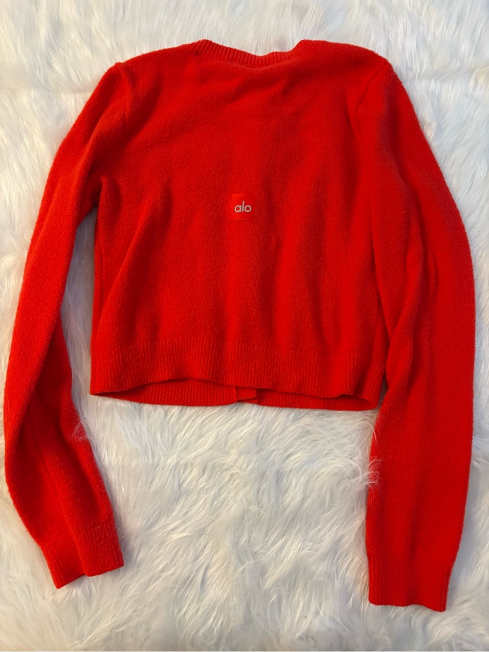 Alo Yoga Snuggle Up Sweater Cropped Cardigan - Bright Red Size Small - Picture 7 of 9